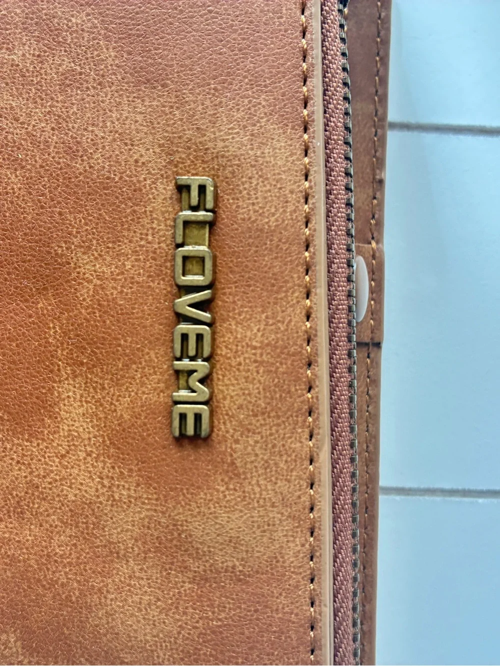 Tan Zip Wrist Wallet with Key Ring